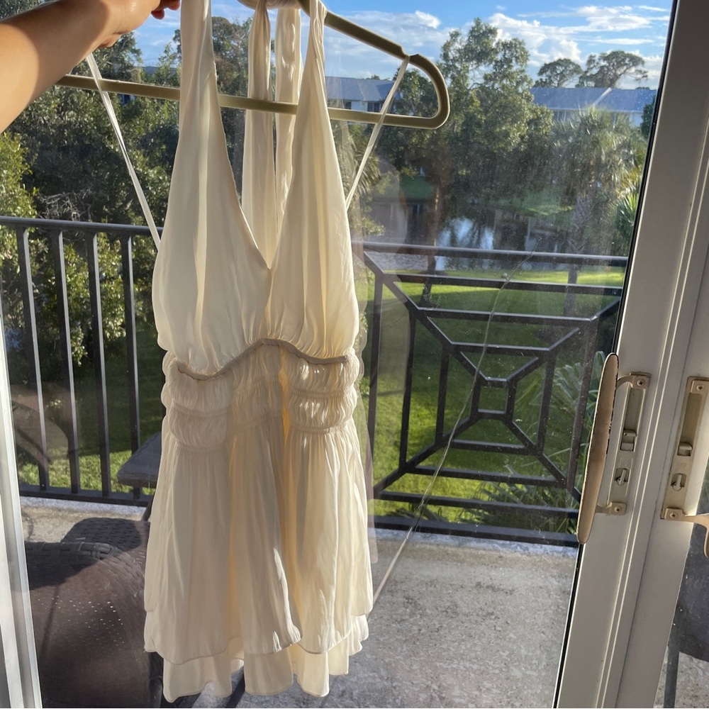 Elegant White Halter Romper Dress